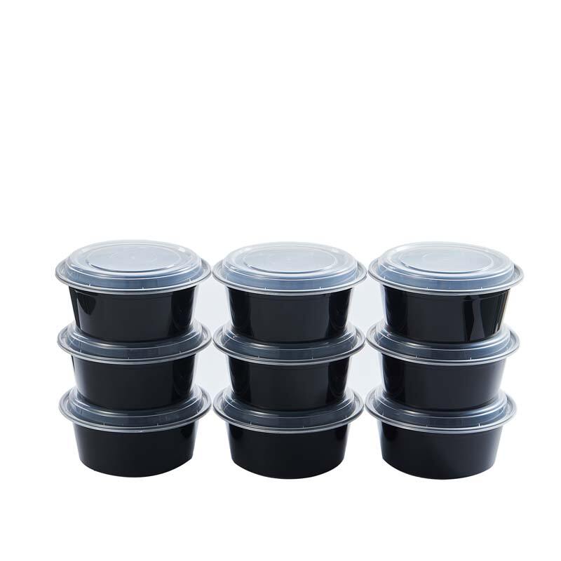 38 oz PP プラスチック マイクロ波対応 円形 黒 使い捨て テイクアウト